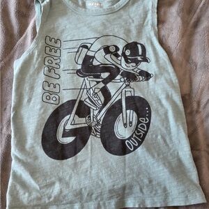 Old Navy Kids Tank Top - Mint with Cycling Graphic